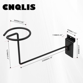 CNQLIS 6 Pcs Hat Racks, Slat Wall Motorcycle Helmet Bicycle Helmet Display, Slat Wall Accessories for Home Retail Shop Display Racks,Garage Shop Retail Universal Hat Rack(Black)