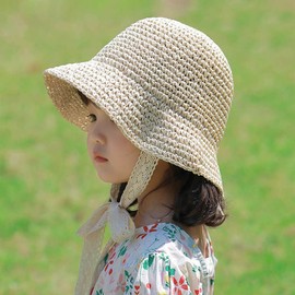 Aiyomimo Straw Hat, Soft Foldable Baby Sun Hat for Girls, Breathable Cap for Summer, Beach, Outdoor Play, beige, 1 - 2 years