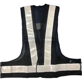 MacCho: MCAB7S-3 Safety Vest, Short Type, Length 15.7 inches (40 cm), Navy Blue/White, Reflective Tape Width 2.8 inches (7 cm)