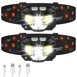 LHKNL Rechargeable LED Headlamp - Ultra-Light & Waterproof, 2-Pack