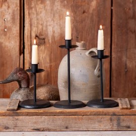 Irvin's Tinware Wrought Iron Taper Candle Holder Set, 3-Piece, Matte Black, 6"-10" Tall
