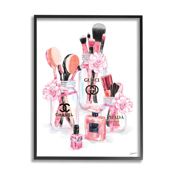 Stupell Industries Glam Fashion Cosmetic Accessories in Jars, Designed by