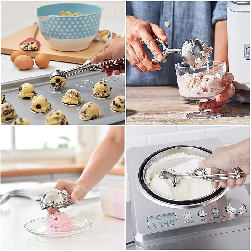 Ice Cream Scoops with Easy Trigger Stainless Steel Cookie Scoops