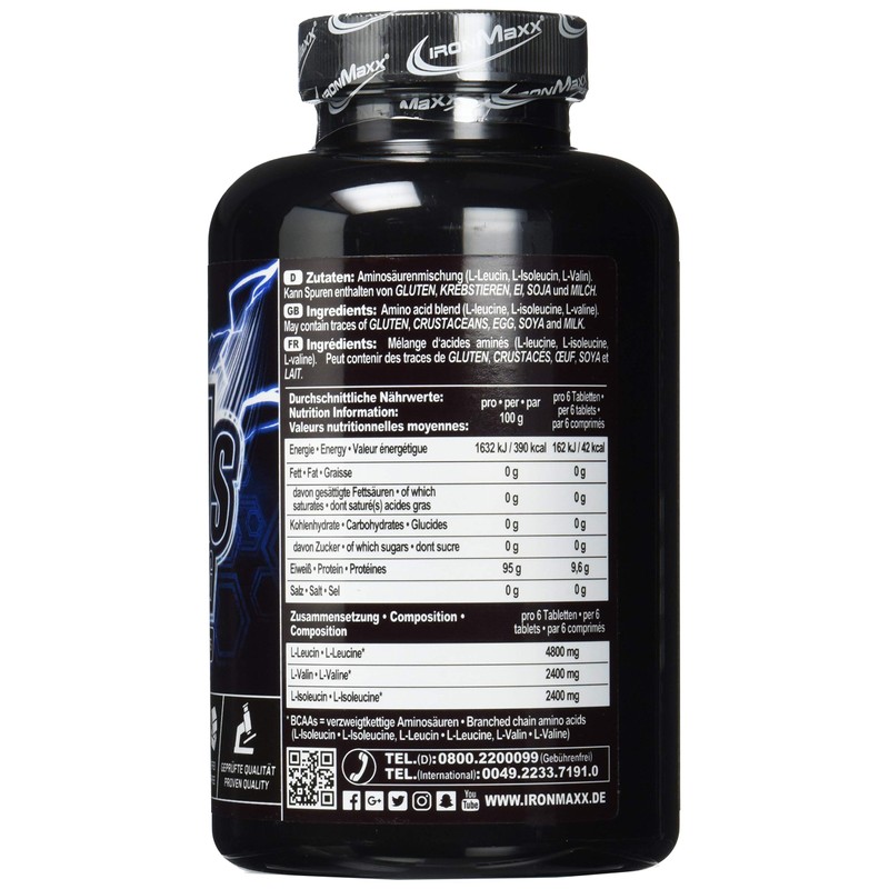 IronMaxx BCAAs Ultra Strong Amino Acids High Dose 180 Tablets