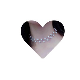 Yheakne Boho Pearl Choker Necklace Silver Pearl Beaded Choker Necklace Pearl Station Necklace Jewelry Minimalist Short Chain Collarbone Necklace Jewelry for Women and Girls (Silver)