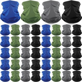 Jeere 40 Pcs Neck Gaiter Bulk Cooling Face Mask for Men Women Summer UV Protection Face Cover Bandanas for Cycling Fishing(Dark Color)