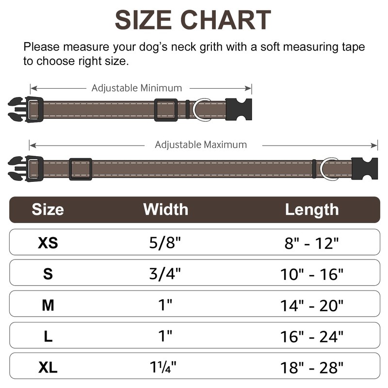 Joytale Reflective Dog Collar,Soft Neoprene Padded Nylon Pet Collar Adjustable