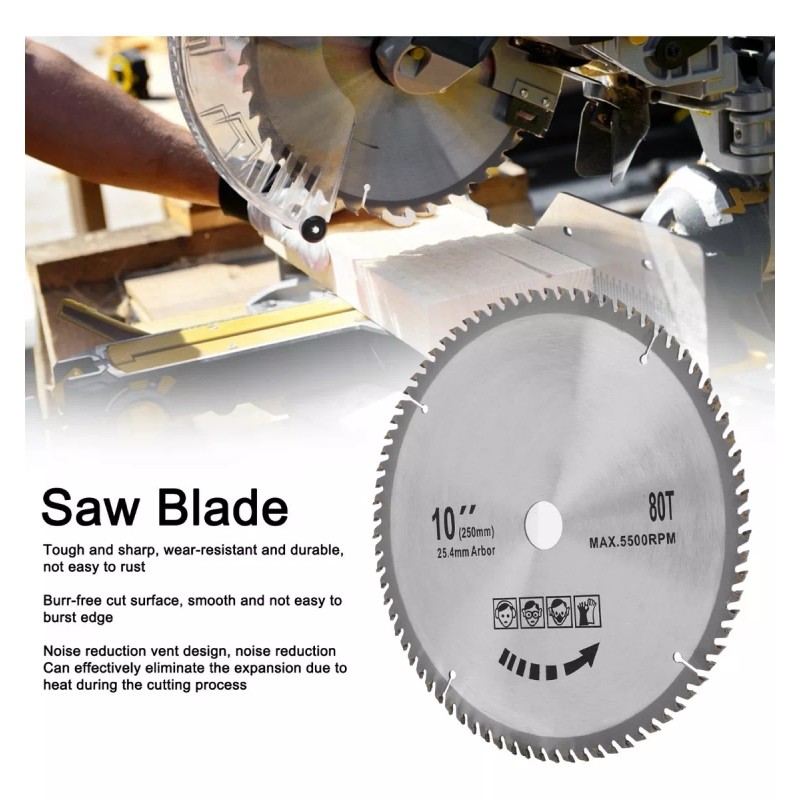 Yosoo Disco Sierra Madera 10'' 80 Dientes Carburo,disco De Corte