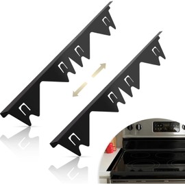 Stove Gap Covers Stainless Steel,Stove Counter Gap Cover,Stove Gap Filler for Kitchen,Stove Guard Heat Resistant and Easy to Clean,Adjustable Length 13.8" to 27.6",Stove Gap Covers Black(2 PCS)