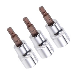 TA-VIGOR 3Pcs Hex Bit Socket, 3/8" Drive x H5 (5mm) Allen Key Socket, Premium S2 Steel Bits, Hex Bit with 48mm Length for Ratchet Wrench, Torque Wrench, Slide Bar, Impact Power Drills