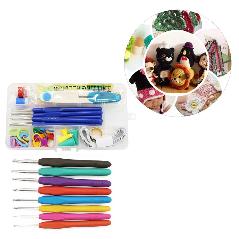 Crochet Hook Set Assorted Size TPR Soft Handle Sturdy Aluminium
