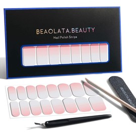 Beaolata Nail Polish Strips, 32PCS Salon Quality Wraps, Long Lasting Gel Nail Stickers for Women Easy Apply& Remove (White Ray Drift)