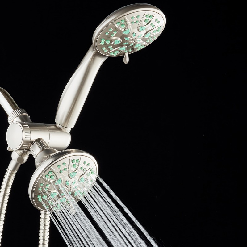 AquaDance Antimicrobial/Anti-Clog High-Pressure 30-setting Dual Head Combination Shower with Microban