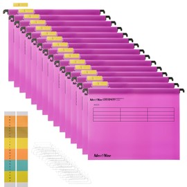 Suspension Files, MerryNine 15PCS Polypropylene Filing Cabinet Suspension Files with Tabs and Card Inserts for School Home Work Office Organization **Check Size Before Ordering ** (Pink, A4)