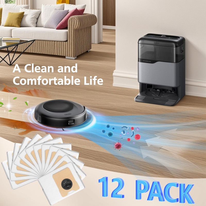 12 pcs Dust Bags for eufy Omni C20 Robot Vacuum,