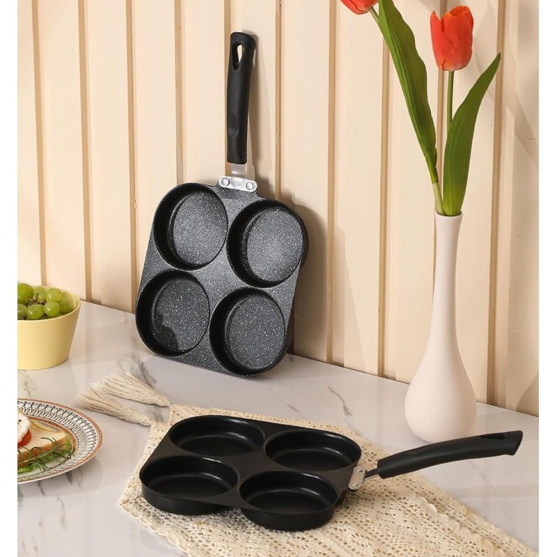 4-Cup Non-Stick Aluminum Egg Pan – BPA-Free Coating for Healthy