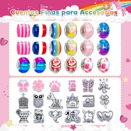 Kit Para Hacer Pulseras De Abalorios Para Niñas De 73 Piezas,Kit Artesanía Pulsera Manualidades Diy Set Para Niñas,Juguete Y Regalo Para Niña,Regalo De Vacaciones(73)