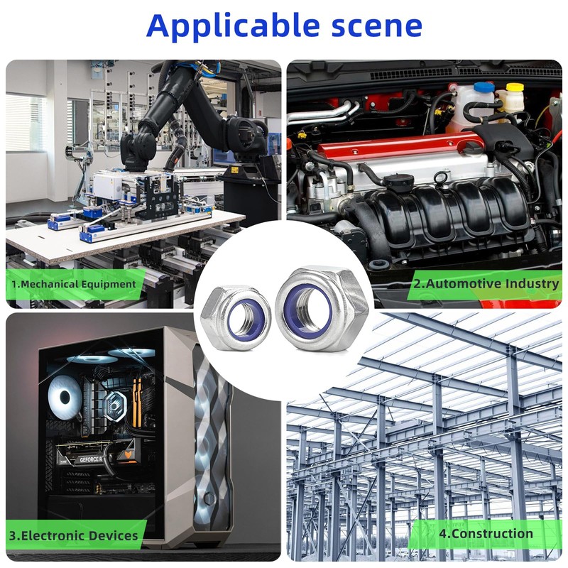 M8-1.25 Nylon Insert Lock Nuts, Stainless Steel 304 (18-8) Lock