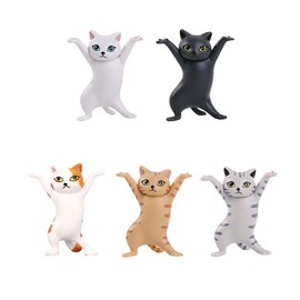 LIUJZZJ Pack of 5 Cat Pen Holder Dancing Funny Cat Holder Figures Holder Cat Pen Holder for Office Home Decoration