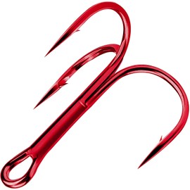 120Pcs Classic Treble Hooks Strong Sharp Round Bend Fishing Hooks High Carbon Steel Triple Barbed Fish Hooks for Fishing Lures Baits Size 1 2 4 6 8 10 12 14