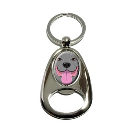 Graphics and More Pit Bull Blue Nose Gray - Pitbull American Staffordshire Terrier Dog Pet - Chrome Plated Metal Spinning Oval Design Bottle Opener Keychain Key Ring