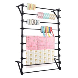 FXEIPOL Wall Mounted Scarf Display Rack 10 Layer Wall Wrapping Paper Ribbon Organizer Retail Display Scarf Rack Scarf Tie Belt Towel Rack for Retail Shops, Workspaces