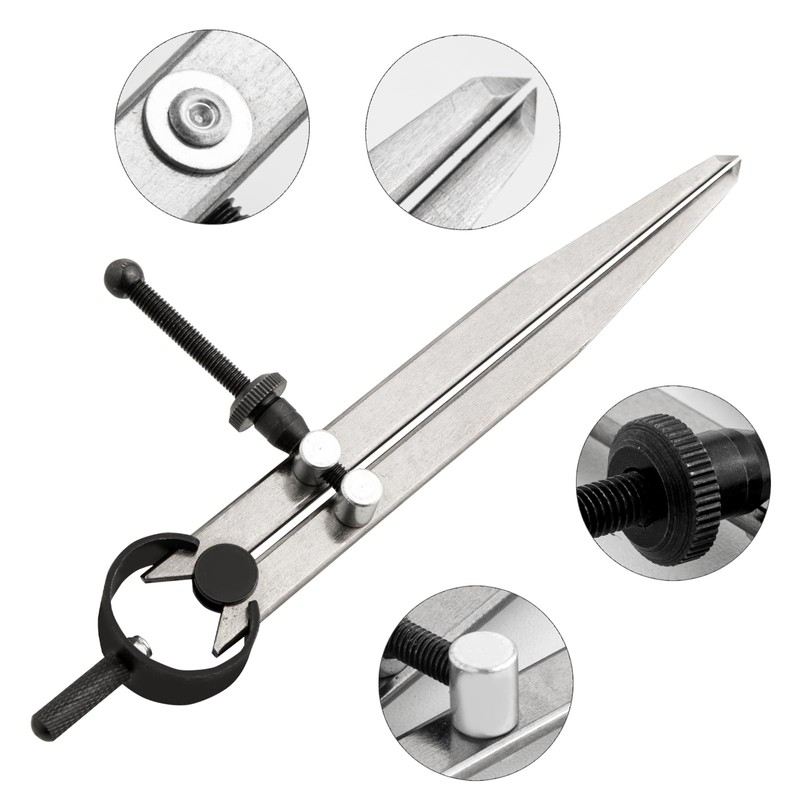 DemJamr 6 Inch Adjustable Lockable Steel Divider Wing Leather Compass