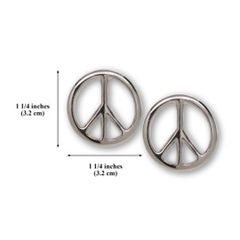 Peace Sign Hippie -Two Pack Jacket or Hat Pins Polished Silver Finish Pewter