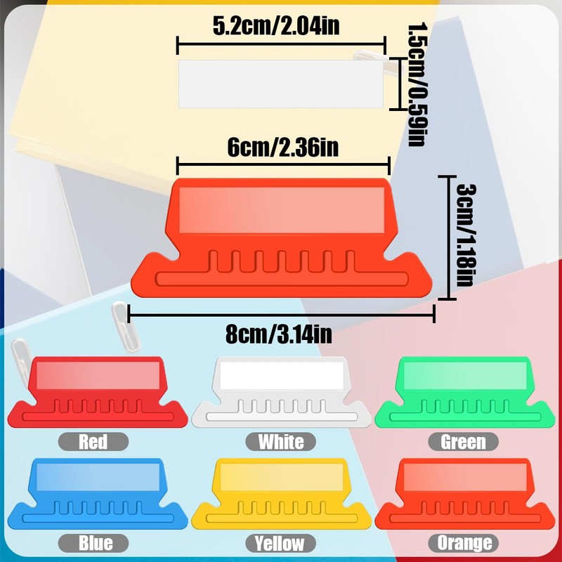 WELANE File Folder Tabs & Inserts, 50 PCS Colorful Plastic