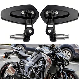 YUJYGAO Lenkerendenspiegel Motorrad 7/8" 22mm Universal Lenkerspiegel Rückspiegel kompatibel mit GROM MSX125, CB500F, Z750, MT-03, MT-07, FZ-07, MT-09, FZ-09, MT-10, FZ-10, FZ6,SV650, SV1000 (Schwarz)