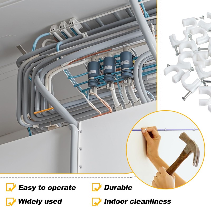 Cable Wire Clips - 100 Pcs White Cable Clips 8mm