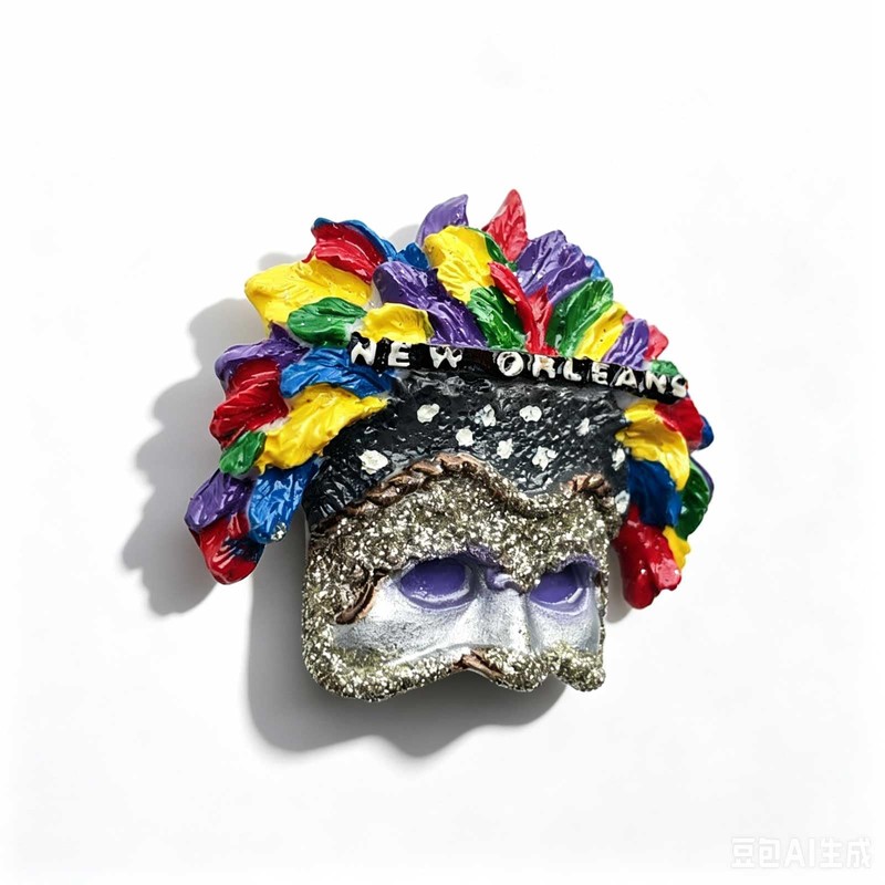 3D Resin Fridge Magnet New Orleans Mardi Gras Mask Unique