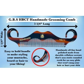 G.B.S Men's Grooming, Hand-made of Quality Cellulose Acetate, Anti-static No Cling No Snag Smooth Edges