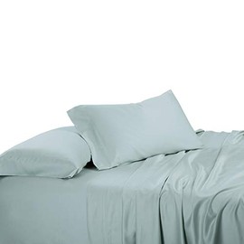 Abripedic Solid 600-Thread-Count, 100-Percent Bamboo Viscose, Super Soft and Cool California King Bed Sheets Set, Sea