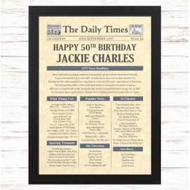 Day You Were Born 1975 Newspaper Gifts - 50th Birthday Gift Ideas for Men or Women Born in 1975