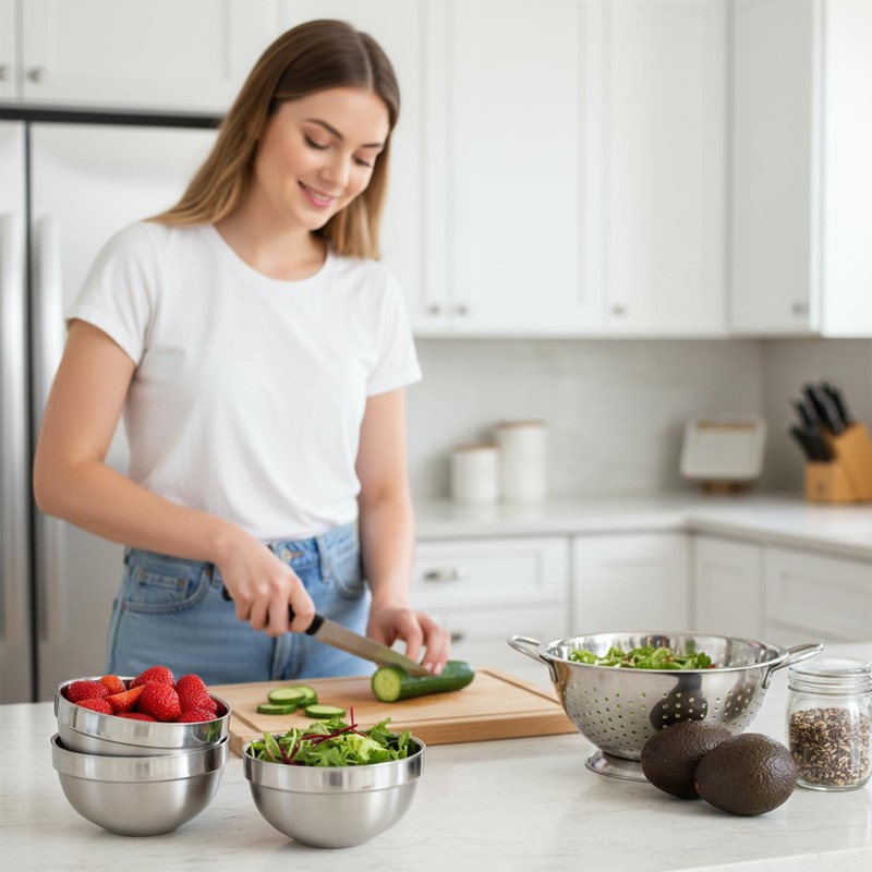 Hpmjz 10 Pack 24 oz Stainless Steel Bowls Soup Bowl,