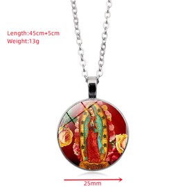 Our Lady of Guadalupe Necklace for Men and Women with Pendant, Virgin Mary Necklace for Men, CQHODFYA Jewellery Gift Idea, Religious Chain with 18 Inch Chain + 2 Inch Extension with Jewellery Box,