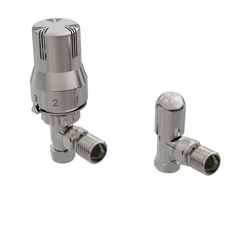 NRG 15mm Angled Thermostatic Radiator Valve and Manual Angled Valves