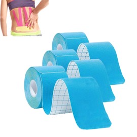 Kayiete Kinesiology Tape Precut, Sports Tape for Recovery Sports Athletic Physio Therapy Injury. Athletic Tape for Ankle Neck Knee Shoulder (3Rolls,60 Precut Strips,Blue)