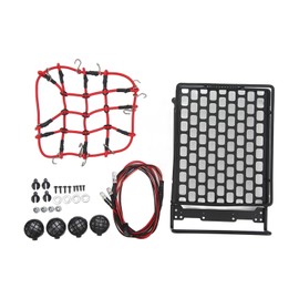 RC Car Roof Rack Universal Portable RC Roof Rack Luggage with Luggage Net LED Lights for 1/10 1/12 1/14 Universal RC Car Round