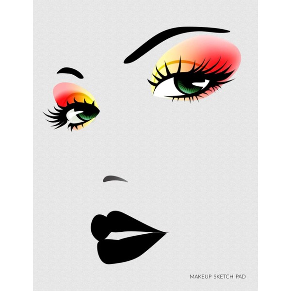 Makeup Sketch Pad: Sunset Eyes: Blank Face Chart Worksheets For