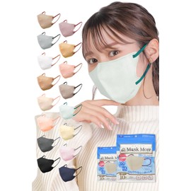 [MaskMore] マスクモア 3Dマスク 冷感マスク 不織布 立体 不織布マスク 立体マスク 小顔マスク 丸顔タイプ バイカラー おしゃれ カラーマスク 花粉症対策 20枚入り ミント