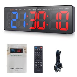 AnExer 13" Gym Timer Clock, Workout Interval Timer with Remote Control, Count Down & Up Stopwatch, Adjustable Brightness, Large LED Digital Display, Fitness Digital Clock for Home/Garage/Boxing