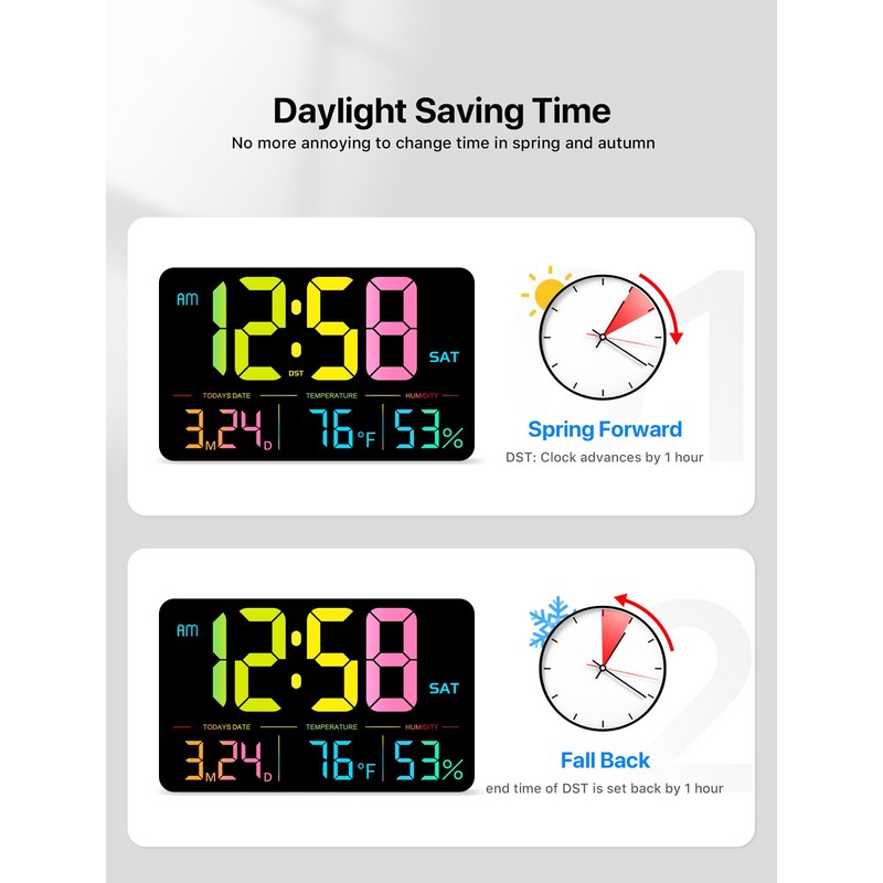 MASHI Digital Clock, 13" Large Display Digital Wall Clock, Adjustable