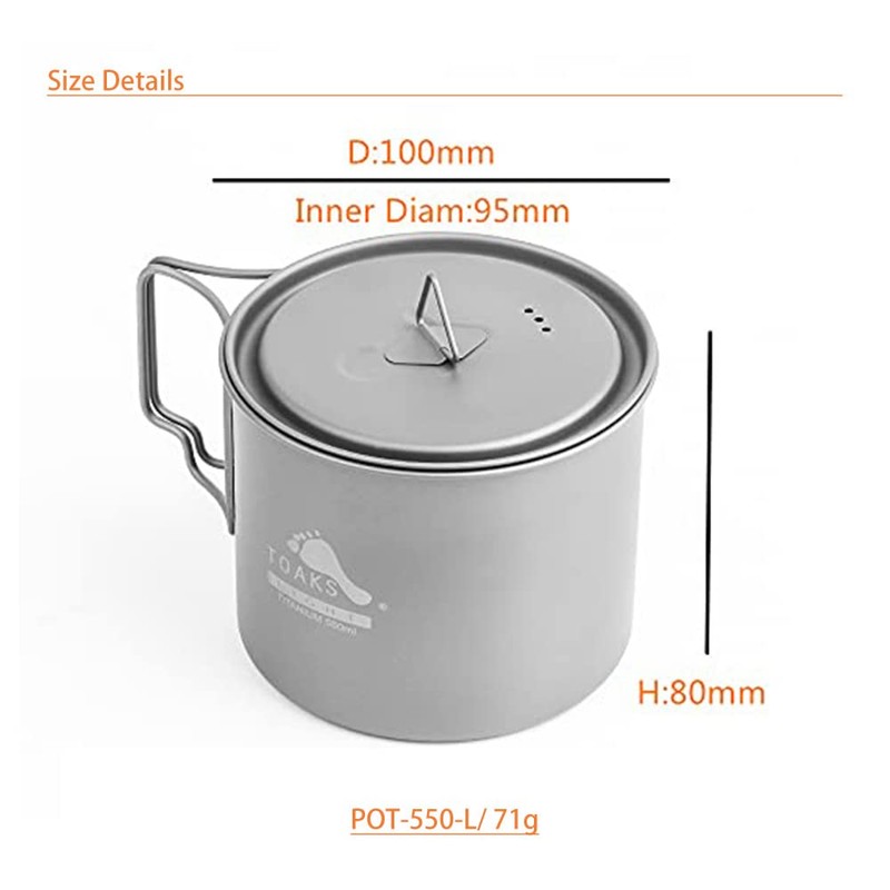 TOAKS Titanium 550ml Pot Cook System, TOAKS Ultralight Titanium 550ml