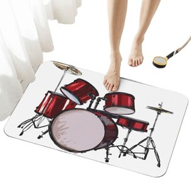 Oxquniv Rock Music Drum Bathroom Rugs, Non Slip Rubber Cute Bath Mat Bathmat Shower Rug for Bedroom Kitchen Floor Home Decor Accessories 16 x 24 Inches
