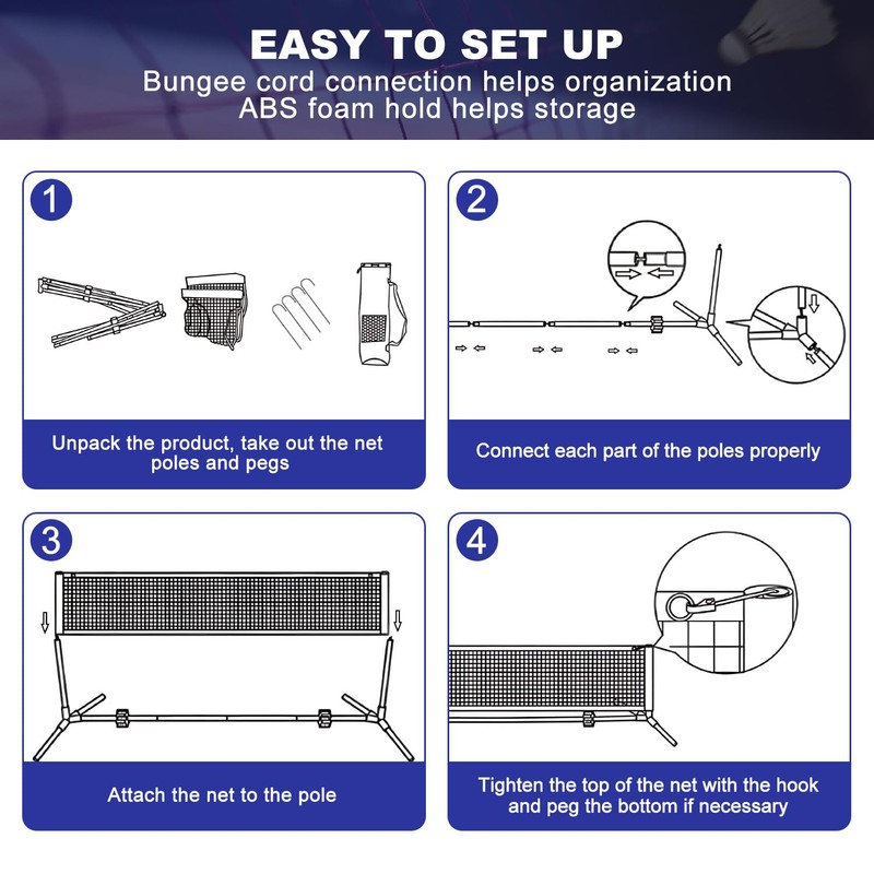 BAGAIL All-in-1 Badminton Net, Height Adjustable (Up to 5.1') Kids