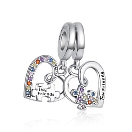 Alstade True Friends Dangle Charm 925 Sterling Silver Charms fits Bracelets and Necklace Pendant Bead Charms Jewelry Present for Women Family Friends