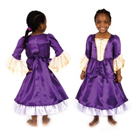 Pretend to Bee Kids Lady Victorian Dress - Purple Satin Princess Costume for Girls 7-9 Years | Fancy Dress Up for Toddlers | Royal Premium Costume