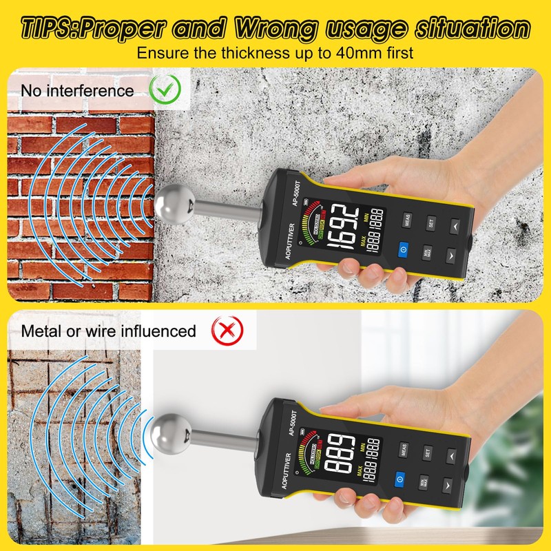 AOPUTTRIVER Pinless Moisture Meter, Wood Moisture Meter for Walls, Wood,